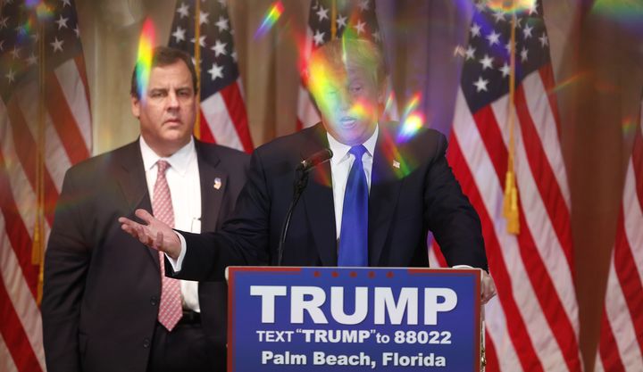 This is what Chris Christie looked like during Donald Trump's press conference.