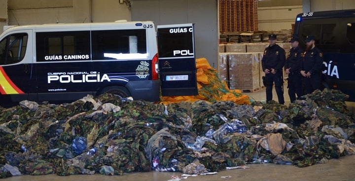 Spain announced that it had intercepted a massive shipment of military equipment, including 20,000 uniforms, that had been bo