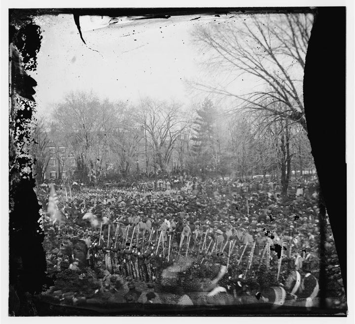 Onlookers watch during President Abraham Lincoln's second inauguration.