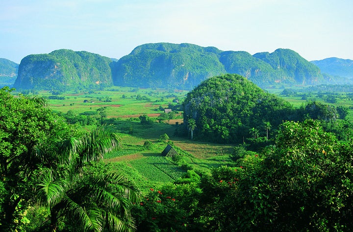 The dome-shaped hills in Valle de Viñales are known as mogotes.