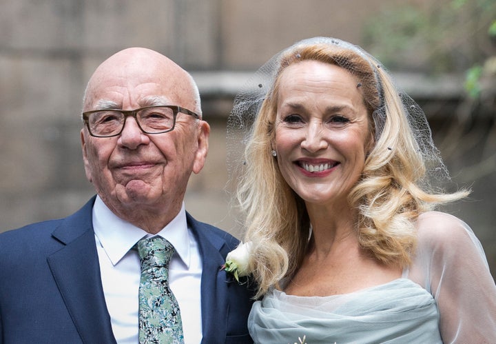 Rupert Murdoch is seen outside the London church where he and Jerry Hall were married, March 5, 2016. Murdoch is not Jewish, but white nationalists think he is because he owns media outlets.