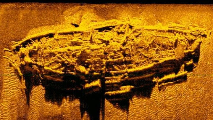 Sonar image of shipwreck discovered in the Atlantic Ocean off the coast of North Carolina.