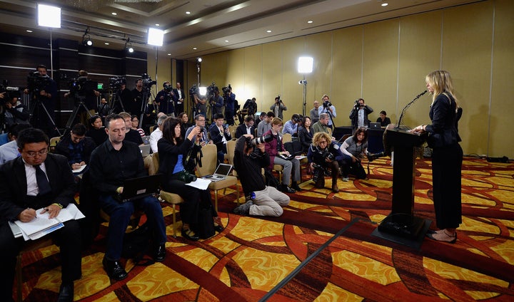 Maria Sharapova addresses the media in Los Angeles regarding her failed drug test.