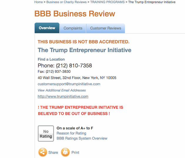 Better Business Bureau: Trump Lied About Trump University