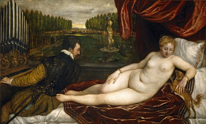 Titian, "Venus and an Organist and a Little Dog," 1550