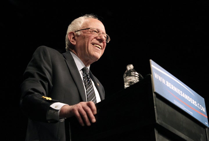 Democratic presidential candidate Sen. Bernie Sanders (I-Vt.) speaks during a campaign event in Miami at the James L. Knight Center on Tuesday.