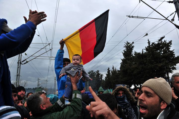 The move came after neighboring countries Slovenia, Croatia and Serbia also tightened up their border policies. People protest at the Greece-Macedonia border near Idomeni, Greece.