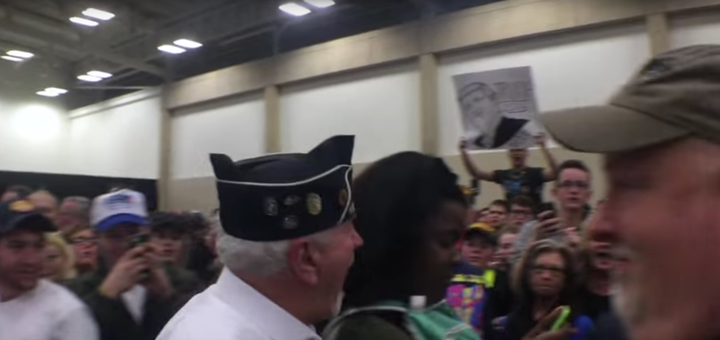 A man identified as Al Bamberger has apologized after being "caught up" in a frenzy at a rally for presidential candidate Don