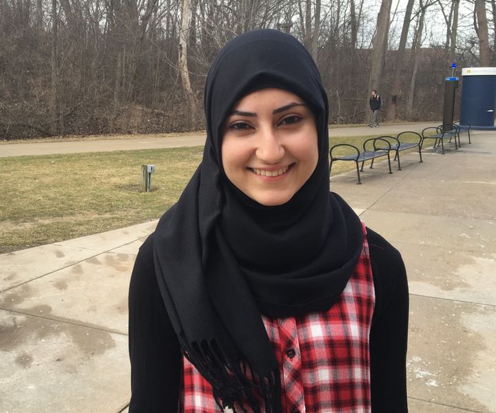 Malak Nasser, 20, on the University of Michigan-Dearborn campus on March 9, 2016. Nasser voted for Sen. Bernie Sanders (I-Vt.) and convinced her mother to as well.