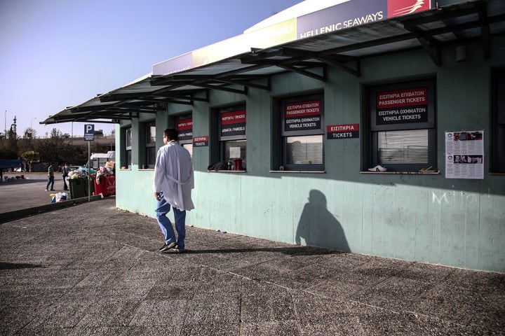 Volunteers and aid organizations have set up a medical center in one of the passenger waiting areas. One of the pharmacists says she spends up to 12 hours per day in the facility.