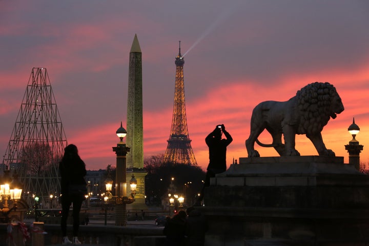 Paris at dusk.