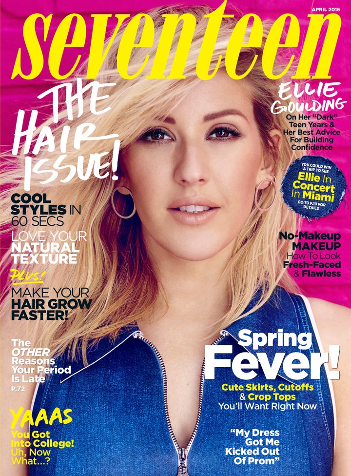Ellie Goulding on the April 2016 issue of Seventeen magazine.