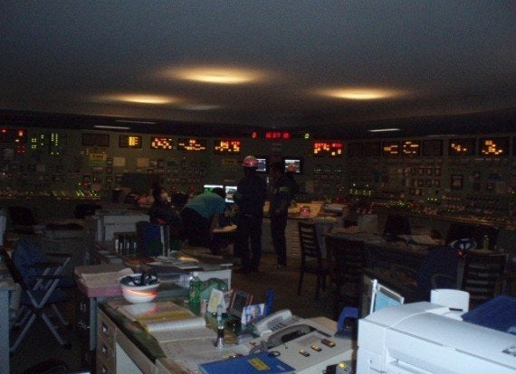 The central control room for reactor five at Fukushima Daiichi Nuclear Power Plant after they lost power from their generator