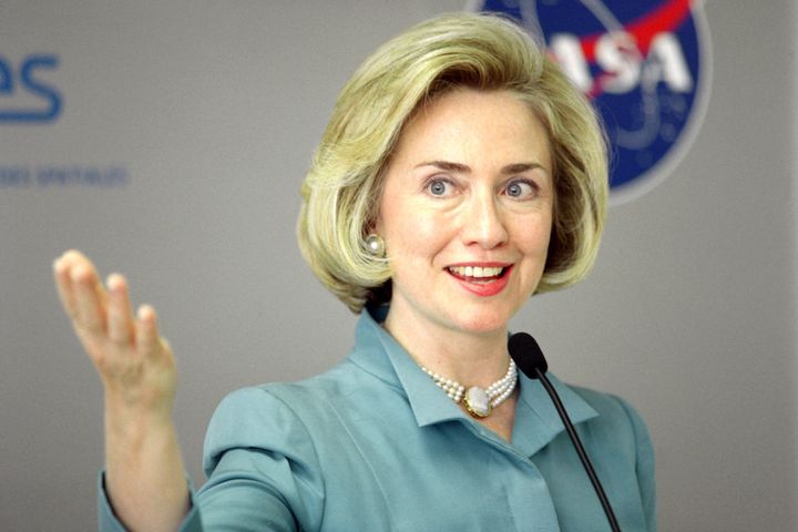 Then-first lady Hillary Clinton in May 1998, a period of booming job growth. Clinton has said she would strive to recreate the era's shared prosperity if elected president.