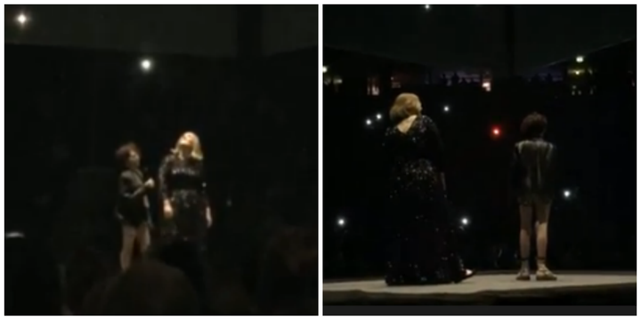 Adele stood next to Emily Tamman as she sung on stage