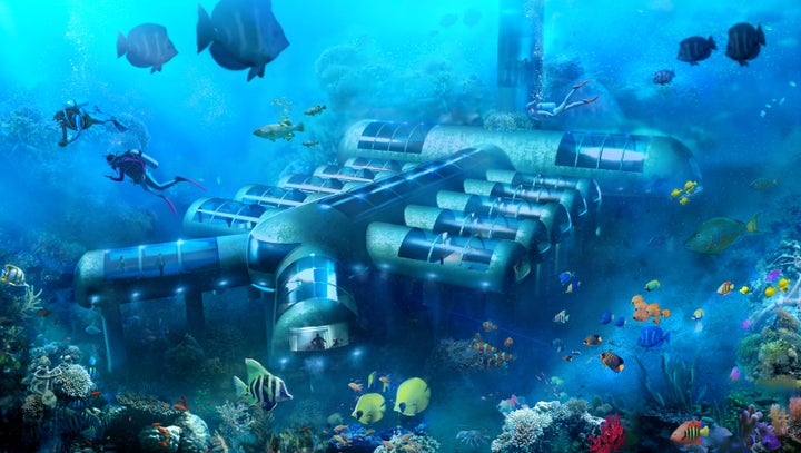 An illustration of what the Planet Ocean Underwater Hotel may look like.