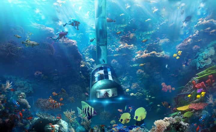 An illustration of the Planet Ocean Underwater Hotel concept.