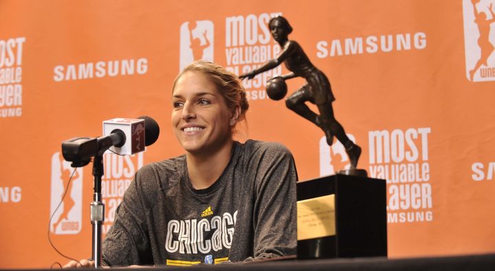 Elena Delle Donne at the WNBA MVP press conference in September 2015.