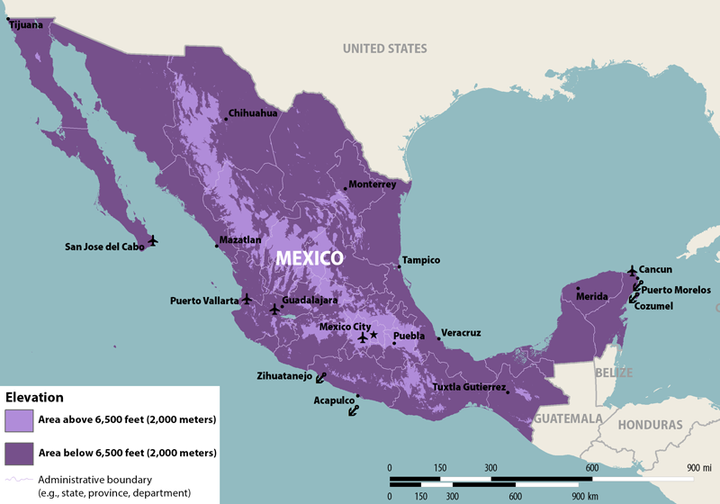 Mexico's Zika virus travel warning has been updated to include zones of low and high risk.