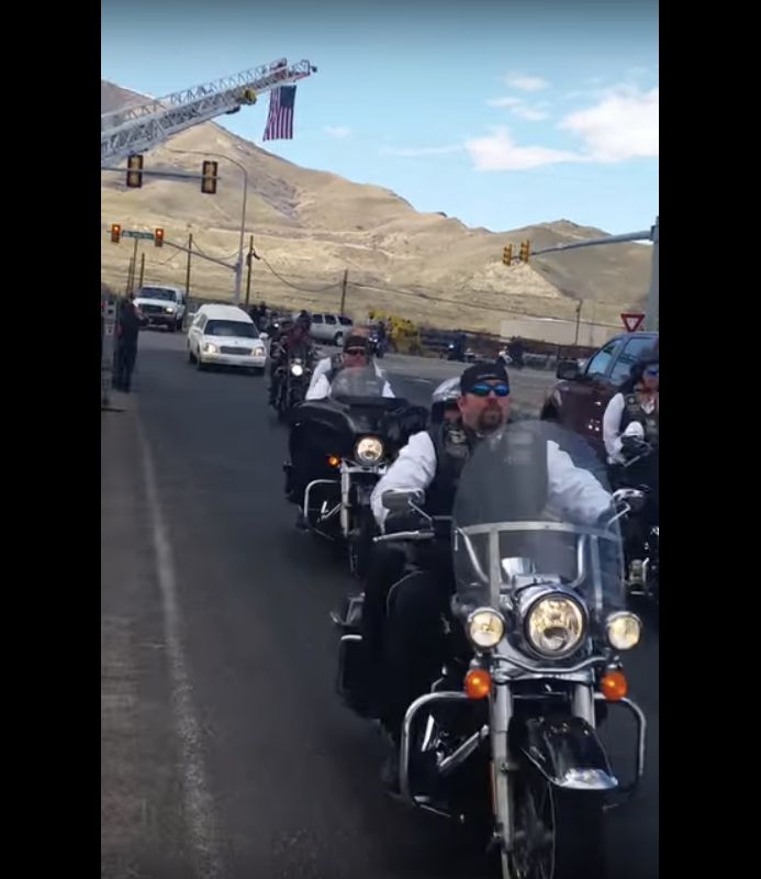 As many as 1,000 bikers accompanied Hunter's family en route to the cemetery on Saturday.