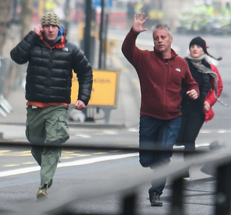 Matt LeBlanc in action yesterday, unaware of the brewing storm