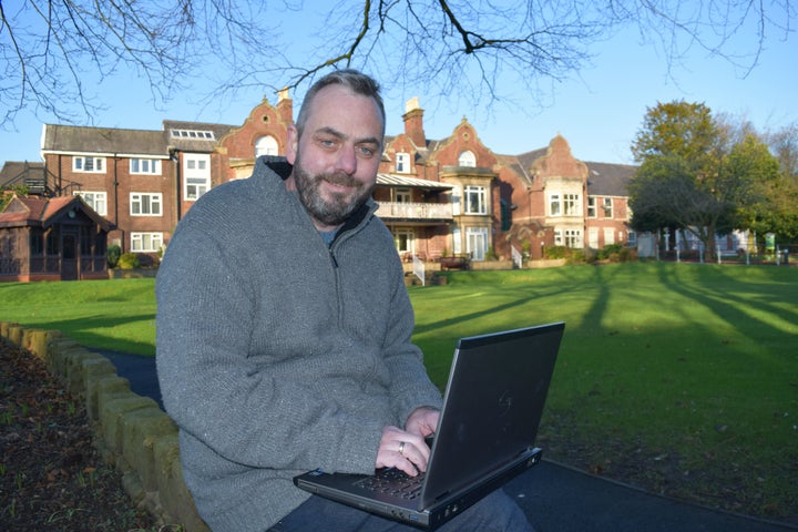 <strong>Max outside St Catherine's Hospice</strong>