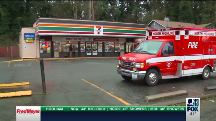 A masked attacker carrying a hatchet slashed a 7-Eleven clerk before a customer fatally shot him on Sunday morning.