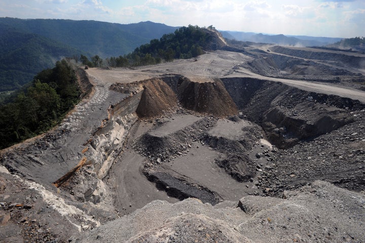 A mountaintop removal mining site at Kayford Mountain, W.Va., in 2008.