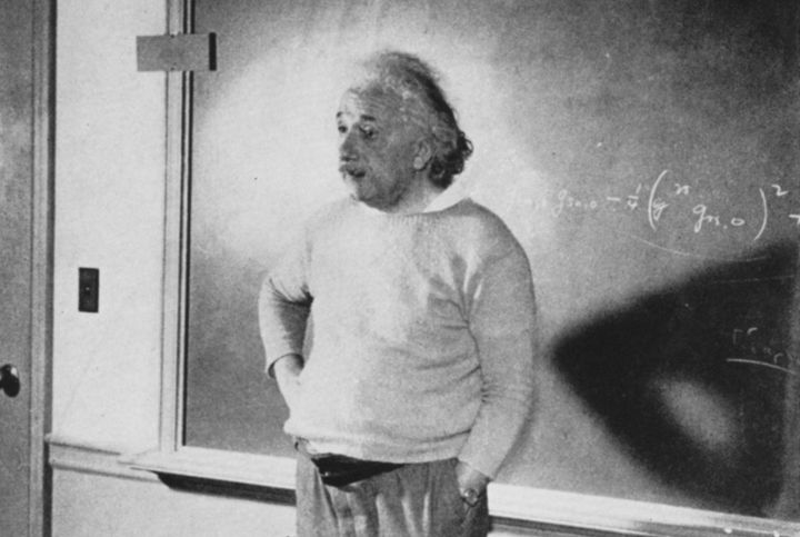 Albert Einstein in his study at Institute of Advanced Study, Princeton, United States, 1940.