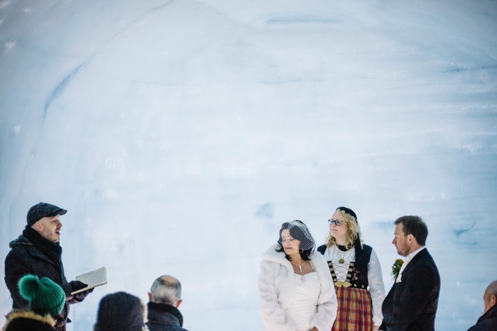 Local singer Hafsteinn Þórólfsson performs during the ceremony.