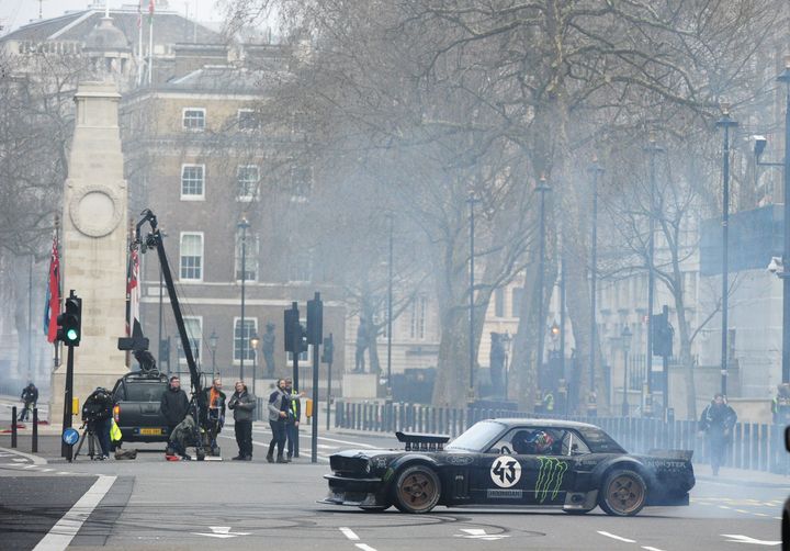 Filming for the 'Top Gear' stunt took place next to the Cenotaph in central London