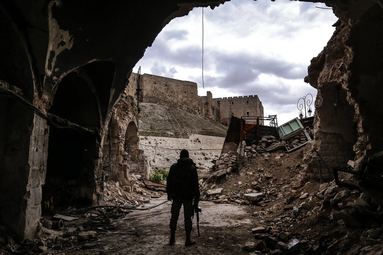 Aleppo Citadel seen after the Syrian civil war began