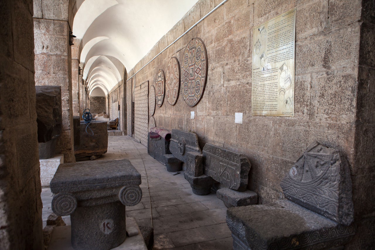 Artefacts too big to move were left behind at the al-Maraa Museum, Maaret Al-Numan