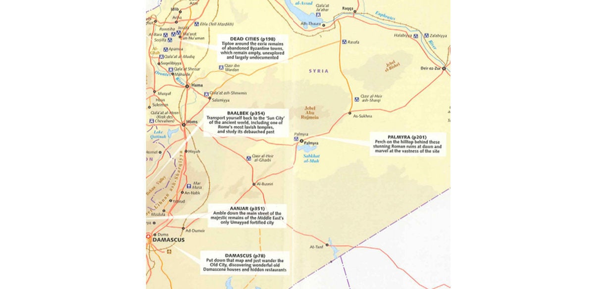 Lonely Planet produced a tourist map of Syria in 2008