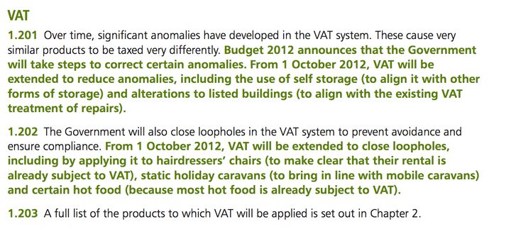 How the "pasty tax" and "caravan tax" were unveiled in 2012