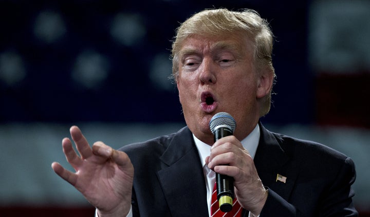 Trump addresses supporters at a town hall event in Tampa, Florida. 