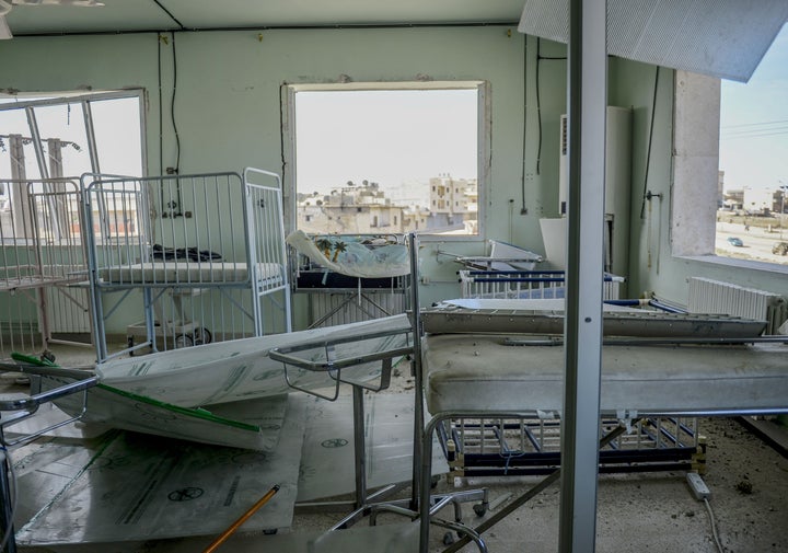 Attacks on hospitals and medical staff significantly increased in 2015. This photo shows an inside view of a damaged hospital in Azaz. 