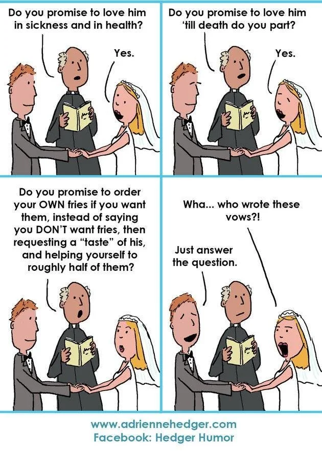 21 Honest Marriage Vows That Couples Should Actually Make | HuffPost Life 21 Honest Marriage Vows That Couples Should Actually Make | HuffPost Life