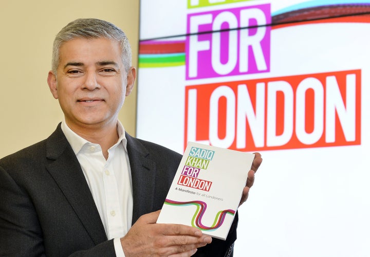 Sadiq Khan launching his manifesto in Canary Wharf