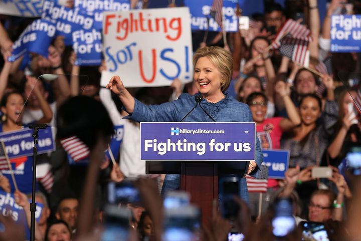 Hillary Clinton speaks to her supporters during an event at the Palm Beach County Convention Center on March 15, 2016 in West Palm Beach, Florida