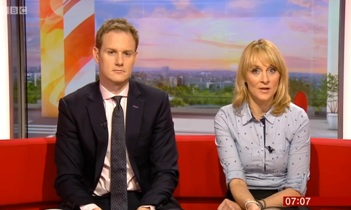 Dan Walker and Louise Minchin presenting BBC Breakfast