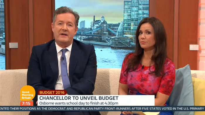 <strong>Piers Morgan said sitting to Susanna Reid's right would 'look weird'</strong>