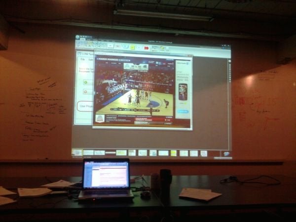 The ideal March Madness office set-up.