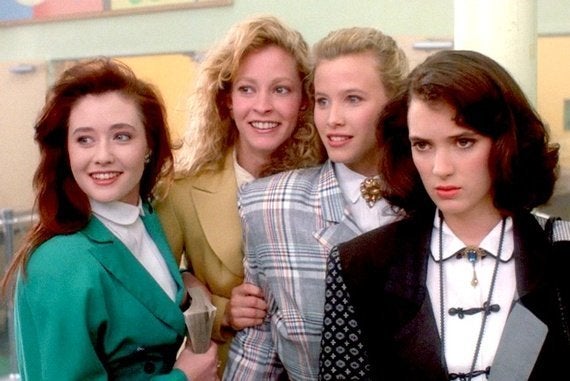 Shannen Doherty (Heather Duke), Lisanne Falk (Heather McNamera), Kim Walker (Heather Chandler) and Winona Ryder (Veronica Saw