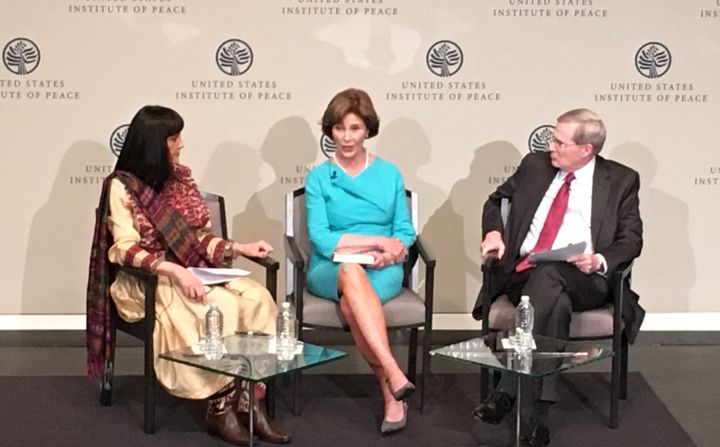 Former first lady Laura Bush speaks at the U.S. Institute of Peace as part of a high-profile campaign to aid Afghanistan's women.