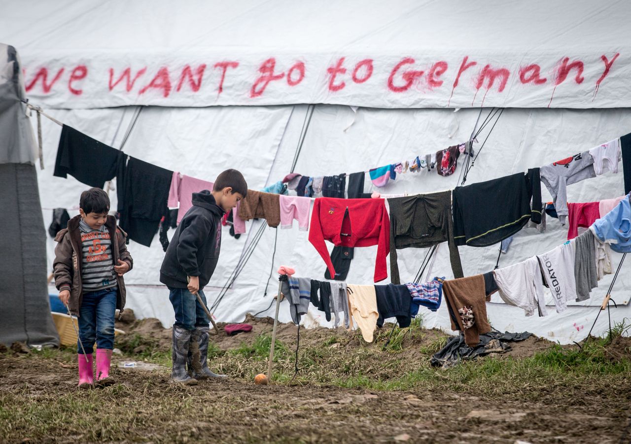 Many of the camp's inhabitants want to enter Macedonia and travel across a popular migrant route that would lead them to more prosperous countries like Germany.