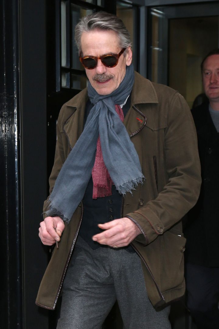 Jeremy Irons leaves the Radio 2 studio in central London.