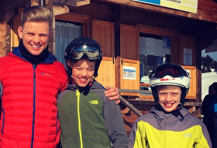 Jeff Brazier with his two boys Bobby (L) and Freddy (R)