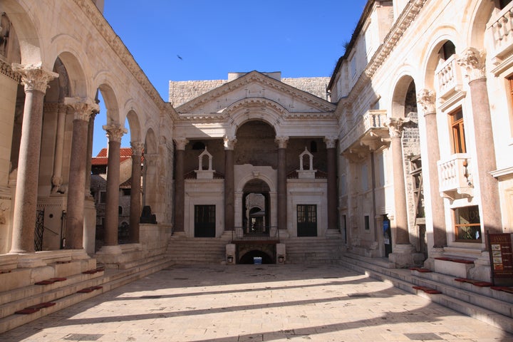 Croatia, Split, View of Diocletian's Palace and Hotel Peristil.