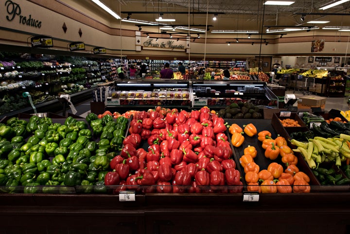 Peppers are displayed for sale at a Kroger store in Peoria, Illinois, on June 16, 2015.